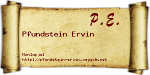 Pfundstein Ervin névjegykártya